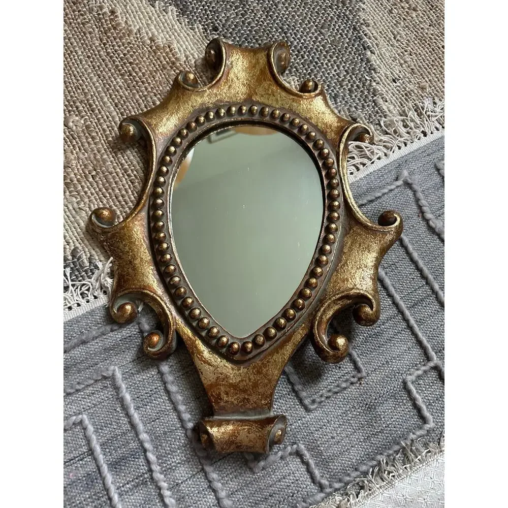Vintage Wall Mirror Hollywood Regency Style Gold Ornate baroque 18x14”